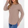 imageANRABESS Womens Long Sleeve Shirts 2025 Fall Lightweight Sweater Tunic Tops Crewneck Casual Loose Fit Work Travel OutfitsTan