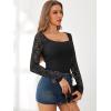imageANRABESS Womens Long Sleeve Shirts Scoop Neck Lace Going Out Tops Slim Fit Rib Knit Casual Blouses 2025 Fall Fashion OutfitsBlack