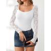 imageANRABESS Womens Long Sleeve Shirts Scoop Neck Lace Going Out Tops Slim Fit Rib Knit Casual Blouses 2025 Fall Fashion OutfitsWhite