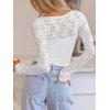 imageANRABESS Womens Long Sleeve Shirts Scoop Neck Lace Going Out Tops Slim Fit Rib Knit Casual Blouses 2025 Fall Fashion OutfitsWhite