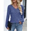 imageANRABESS Womens Long Sleeve Tunic Tops for Leggings Casual V Neck Button Shirts 2025 Fall Light Pullover Sweaters BlouseDark Blue