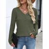 imageANRABESS Womens Long Sleeve Tunic Tops for Leggings Casual V Neck Button Shirts 2025 Fall Light Pullover Sweaters BlouseDeep Green