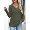 imageANRABESS Womens Long Sleeve Tunic Tops for Leggings Casual V Neck Button Shirts 2025 Fall Light Pullover Sweaters BlouseDeep Green