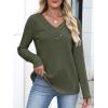 imageANRABESS Womens Long Sleeve Tunic Tops for Leggings Casual V Neck Button Shirts 2025 Fall Light Pullover Sweaters BlouseDeep Green
