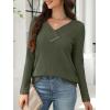 imageANRABESS Womens Long Sleeve Tunic Tops for Leggings Casual V Neck Button Shirts 2025 Fall Light Pullover Sweaters BlouseDeep Green
