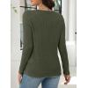 imageANRABESS Womens Long Sleeve Tunic Tops for Leggings Casual V Neck Button Shirts 2025 Fall Light Pullover Sweaters BlouseDeep Green