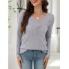 imageANRABESS Womens Long Sleeve Tunic Tops for Leggings Casual V Neck Button Shirts 2025 Fall Light Pullover Sweaters BlouseGrey