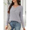 imageANRABESS Womens Long Sleeve Tunic Tops for Leggings Casual V Neck Button Shirts 2025 Fall Light Pullover Sweaters BlouseGrey
