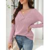 imageANRABESS Womens Long Sleeve Tunic Tops for Leggings Casual V Neck Button Shirts 2025 Fall Light Pullover Sweaters BlouseGrey Begie