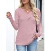 imageANRABESS Womens Long Sleeve Tunic Tops for Leggings Casual V Neck Button Shirts 2025 Fall Light Pullover Sweaters BlouseGrey Begie
