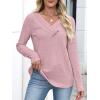 imageANRABESS Womens Long Sleeve Tunic Tops for Leggings Casual V Neck Button Shirts 2025 Fall Light Pullover Sweaters BlouseGrey Begie