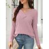 imageANRABESS Womens Long Sleeve Tunic Tops for Leggings Casual V Neck Button Shirts 2025 Fall Light Pullover Sweaters BlouseGrey Begie
