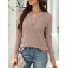 imageANRABESS Womens Long Sleeve Tunic Tops for Leggings Casual V Neck Button Shirts 2025 Fall Light Pullover Sweaters BlouseKhaki
