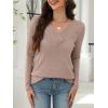 imageANRABESS Womens Long Sleeve Tunic Tops for Leggings Casual V Neck Button Shirts 2025 Fall Light Pullover Sweaters BlouseKhaki