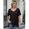 imageANRABESS Womens Oversized T Shirts Short Sleeve V Neck Shirts Summer Casual Loose Slit Tunic Top Fashion 2025 Outfits ClothesBlack