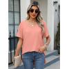 imageANRABESS Womens Oversized T Shirts Short Sleeve V Neck Shirts Summer Casual Loose Slit Tunic Top Fashion 2025 Outfits ClothesCoral