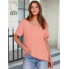 imageANRABESS Womens Oversized T Shirts Short Sleeve V Neck Shirts Summer Casual Loose Slit Tunic Top Fashion 2025 Outfits ClothesCoral