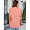 imageANRABESS Womens Oversized T Shirts Short Sleeve V Neck Shirts Summer Casual Loose Slit Tunic Top Fashion 2025 Outfits ClothesCoral