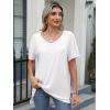 imageANRABESS Womens Oversized T Shirts Short Sleeve V Neck Shirts Summer Casual Loose Slit Tunic Top Fashion 2025 Outfits ClothesWhite