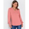 imageANRABESS Womens Puff Long Sleeve Shirts V Neck Loose TShirts Dressy Casual Work Blouses 2025 Fall Tops Trendy ClothesCoral Orange
