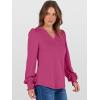 imageANRABESS Womens Puff Long Sleeve Shirts V Neck Loose TShirts Dressy Casual Work Blouses 2025 Fall Tops Trendy ClothesHot Pink