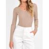 imageANRABESS Womens Ribbed Fitted Sweater Long Sleeve Shirts Scoop Neck Lightweight Casual Knit Slim Tops 2025 Fall OutfitsBright Tan