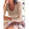 imageANRABESS Womens Ribbed Fitted Sweater Long Sleeve Shirts Scoop Neck Lightweight Casual Knit Slim Tops 2025 Fall OutfitsBright Tan