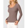imageANRABESS Womens Ribbed Fitted Sweater Long Sleeve Shirts Scoop Neck Lightweight Casual Knit Slim Tops 2025 Fall OutfitsNutmeg