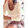 imageANRABESS Womens Ribbed Fitted Sweater Long Sleeve Shirts Scoop Neck Lightweight Casual Knit Slim Tops 2025 Fall OutfitsParchment