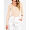 imageANRABESS Womens Ribbed Fitted Sweater Long Sleeve Shirts Scoop Neck Lightweight Casual Knit Slim Tops 2025 Fall OutfitsParchment