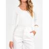 imageANRABESS Womens Ribbed Fitted Sweater Long Sleeve Shirts Scoop Neck Lightweight Casual Knit Slim Tops 2025 Fall OutfitsWhite