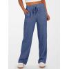 imageANRABESS Womens Ribbed Knit Lounge Pajama Pants Soft Fuzzy Comfy Straight Leg Drawstring Fall Loose Pj Bottoms with PocketsDark Blue