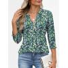 imageANRABESS Womens Tops 34 Length Sleeve Shirts Business Casual Dressy Blouses 2025 Fall Work Tunic Tee TShirts Office OutfitsBlue Green Floral