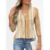 imageANRABESS Womens Tops 34 Length Sleeve Shirts Business Casual Dressy Blouses 2025 Fall Work Tunic Tee TShirts Office OutfitsBrown Green Strips