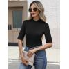 imageANRABESS Womens Tops Mock Neck Half Sleeve Shirts Ribbed Knit Slim Fit Basic Tee 2025 Summer Fall Dressy Casual TShirtsBlack