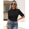 imageANRABESS Womens Tops Mock Neck Half Sleeve Shirts Ribbed Knit Slim Fit Basic Tee 2025 Summer Fall Dressy Casual TShirtsBlack