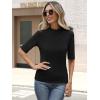 imageANRABESS Womens Tops Mock Neck Half Sleeve Shirts Ribbed Knit Slim Fit Basic Tee 2025 Summer Fall Dressy Casual TShirtsBlack