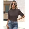 imageANRABESS Womens Tops Mock Neck Half Sleeve Shirts Ribbed Knit Slim Fit Basic Tee 2025 Summer Fall Dressy Casual TShirtsBrown