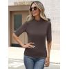 imageANRABESS Womens Tops Mock Neck Half Sleeve Shirts Ribbed Knit Slim Fit Basic Tee 2025 Summer Fall Dressy Casual TShirtsBrown
