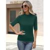 imageANRABESS Womens Tops Mock Neck Half Sleeve Shirts Ribbed Knit Slim Fit Basic Tee 2025 Summer Fall Dressy Casual TShirtsDeep Green