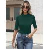 imageANRABESS Womens Tops Mock Neck Half Sleeve Shirts Ribbed Knit Slim Fit Basic Tee 2025 Summer Fall Dressy Casual TShirtsDeep Green
