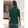 imageANRABESS Womens Tops Mock Neck Half Sleeve Shirts Ribbed Knit Slim Fit Basic Tee 2025 Summer Fall Dressy Casual TShirtsDeep Green
