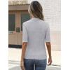 imageANRABESS Womens Tops Mock Neck Half Sleeve Shirts Ribbed Knit Slim Fit Basic Tee 2025 Summer Fall Dressy Casual TShirtsGrey