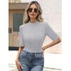 imageANRABESS Womens Tops Mock Neck Half Sleeve Shirts Ribbed Knit Slim Fit Basic Tee 2025 Summer Fall Dressy Casual TShirtsGrey