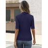 imageANRABESS Womens Tops Mock Neck Half Sleeve Shirts Ribbed Knit Slim Fit Basic Tee 2025 Summer Fall Dressy Casual TShirtsNavy Blue