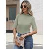 imageANRABESS Womens Tops Mock Neck Half Sleeve Shirts Ribbed Knit Slim Fit Basic Tee 2025 Summer Fall Dressy Casual TShirtsSage Green