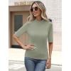 imageANRABESS Womens Tops Mock Neck Half Sleeve Shirts Ribbed Knit Slim Fit Basic Tee 2025 Summer Fall Dressy Casual TShirtsSage Green