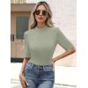 imageANRABESS Womens Tops Mock Neck Half Sleeve Shirts Ribbed Knit Slim Fit Basic Tee 2025 Summer Fall Dressy Casual TShirtsSage Green