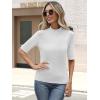 imageANRABESS Womens Tops Mock Neck Half Sleeve Shirts Ribbed Knit Slim Fit Basic Tee 2025 Summer Fall Dressy Casual TShirtsWhite