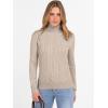 imageANRABESS Womens Turtleneck Cable Knit Sweaters Long Sleeve Fitted Business Casual Pullover Top 2025 Fall OutfitsLight Tan